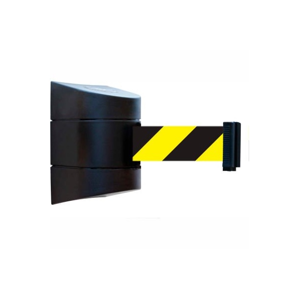 Lawrence Metal Prod. Tensabarrier Wall Mount Retractable Belt Barrier, Black Case W/30' Black/Yellow Belt 897-30-S-33-NO-D4X-C - main